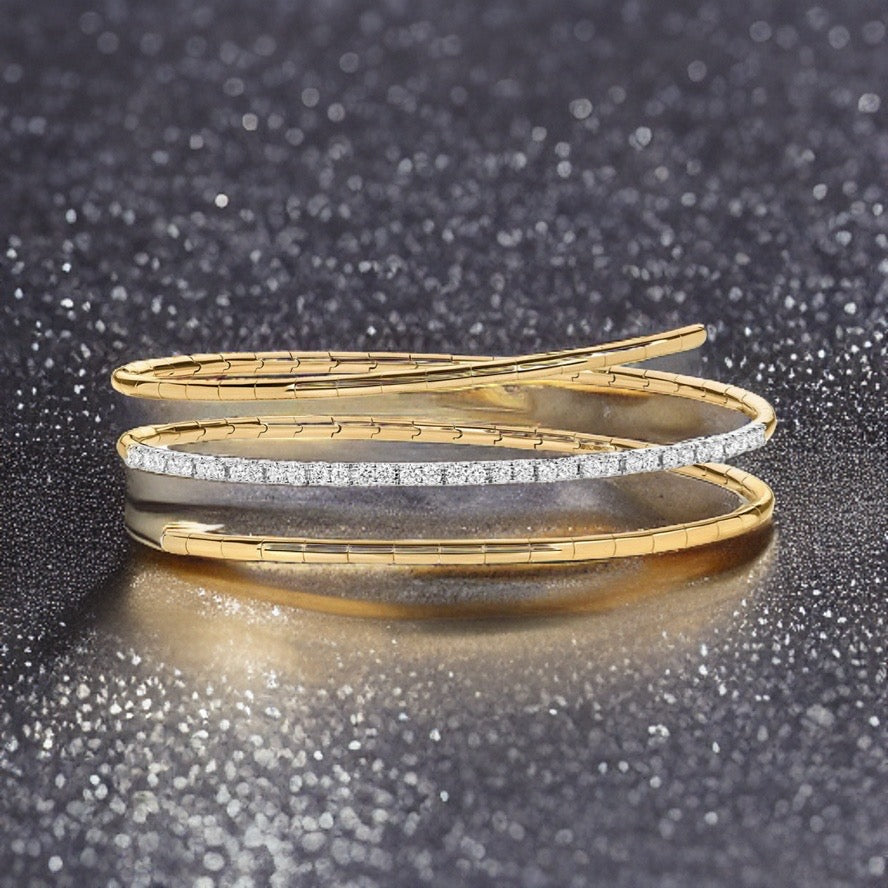 DIAMOND TWIST BANGLE IN 18CT GOLD