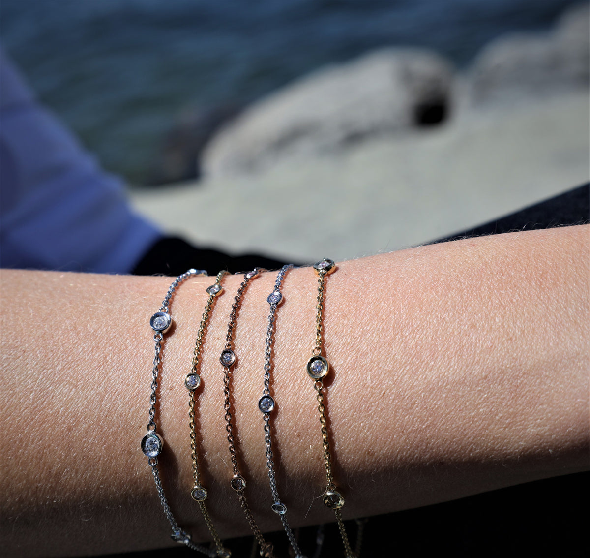 Bracelet en or jaune 18 carats serti de diamants (0,40 carat)