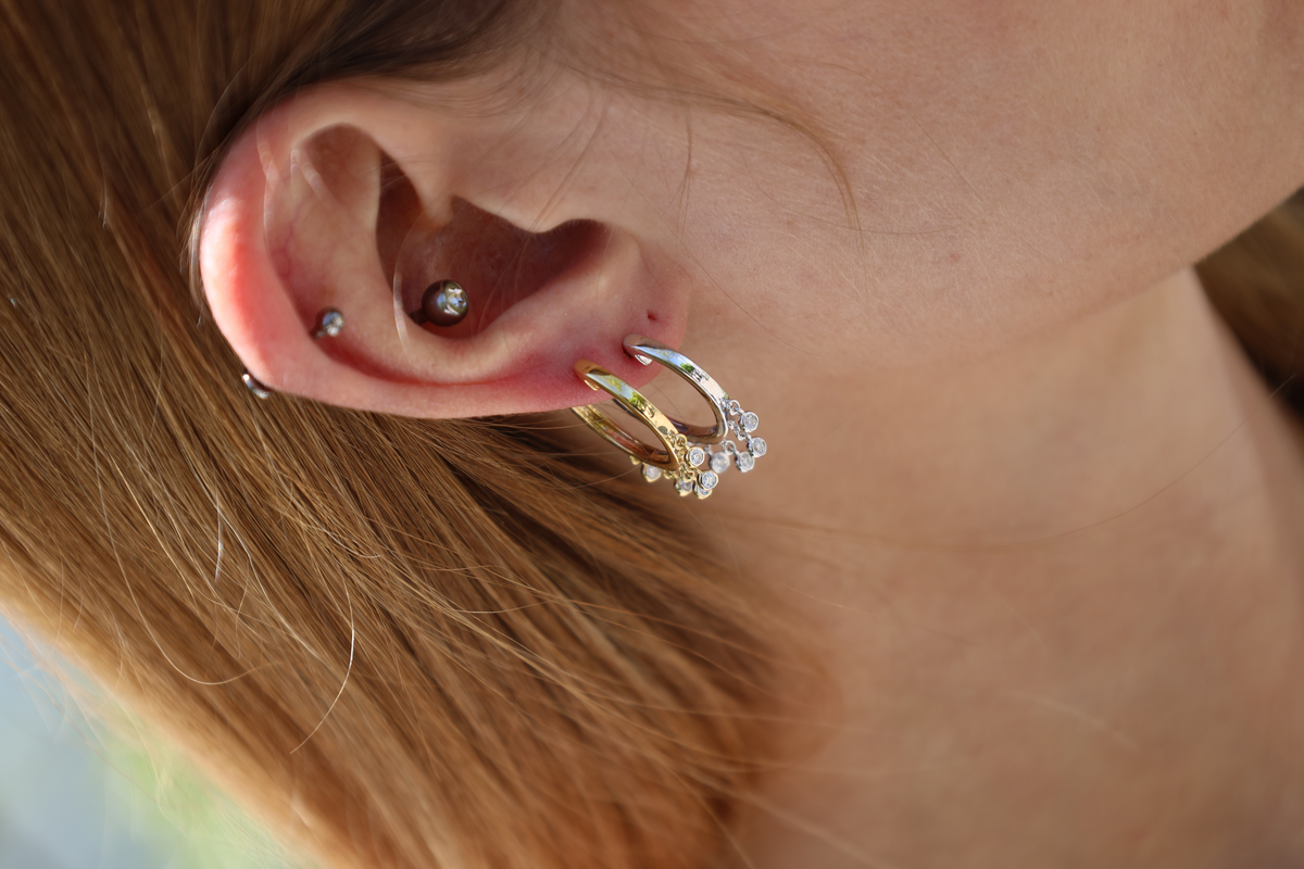 Dewdrop Diamond Hoops Earrings in 18ct White Gold