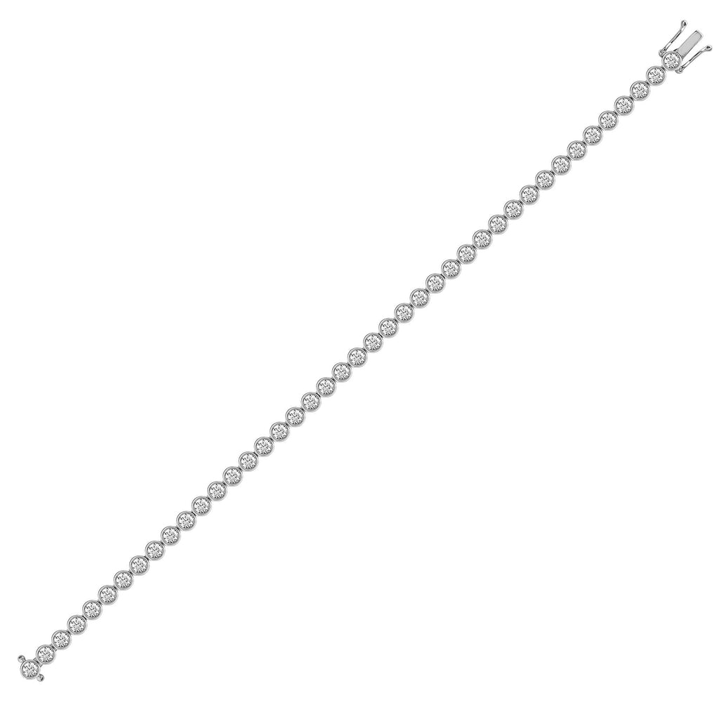 18ct White Gold 1ct Rub-over Diamond Line Bracelet