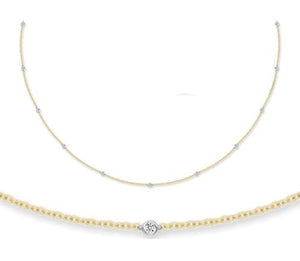 18ct White And Yellow Gold Diamond Necklace Chain 0.55ct by the yard 20 inch