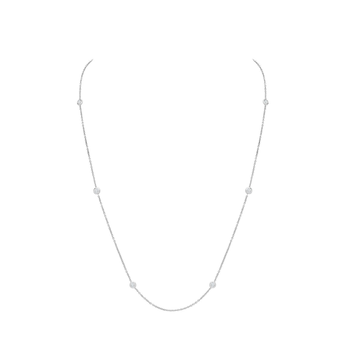 18ct White 0.50ct Diamonds By The Inch Chain - 24" + 1" Extender