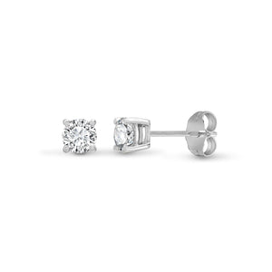 Solitaire Diamond Earrings Studs 0.20ct 18ct White Gold Claw Set