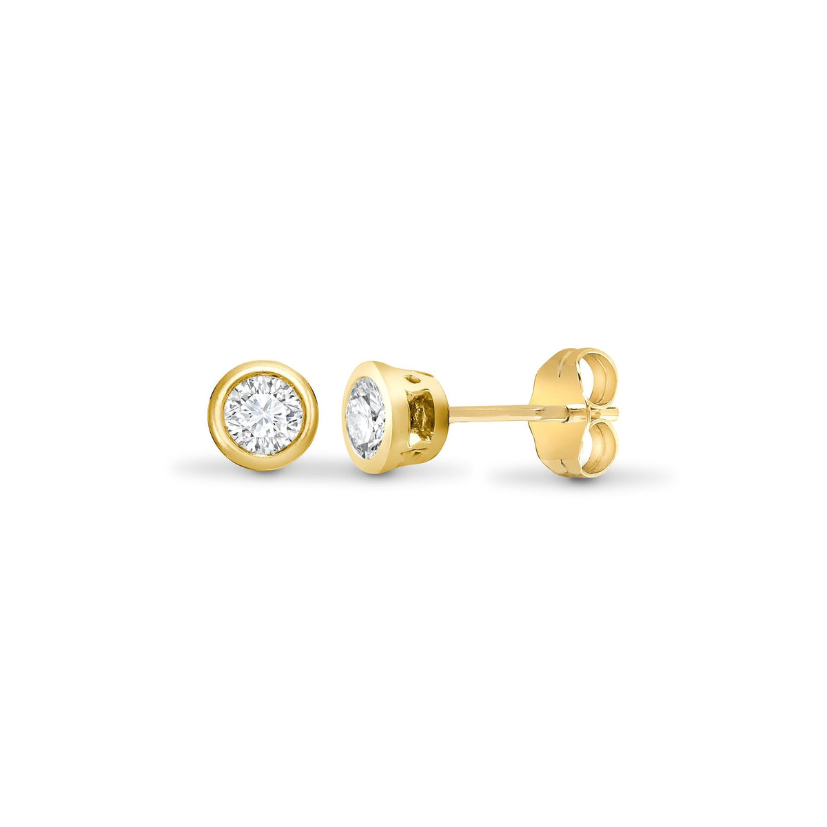 18ct Yellow Gold 35pts Rub over Earrings