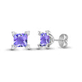18ct White Gold Diamond And Amethyst Stud Earrings