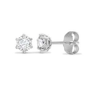 18ct White Gold 0.50ct 6 Claw Diamond Solitaire Stud Earring