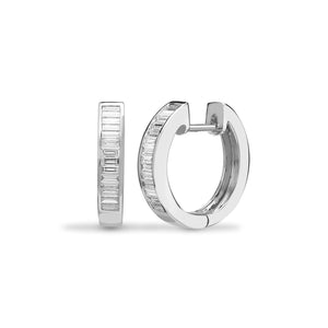 18ct White 0.53ct Baguette Diamond Hoop Earring