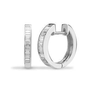 18ct White 0.65ct Baguette Diamond Hoop Earring