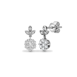 18ct White 0.65ct Diamond Daisy Flower Drop Earrings