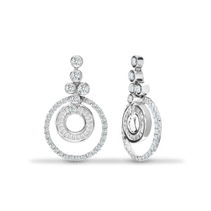 18ct White Gold 0.62ct Round & Baguette Diamond Drop Earring