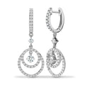 18ct White 1.01ct Diamond Drop Earrings Circle Drop Hoops