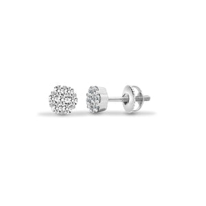 18ct White 0.75ct Diamond 7 Stone Cluster Earrings