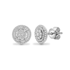 18ct White 0.88ct Diamond Cluster Earrings