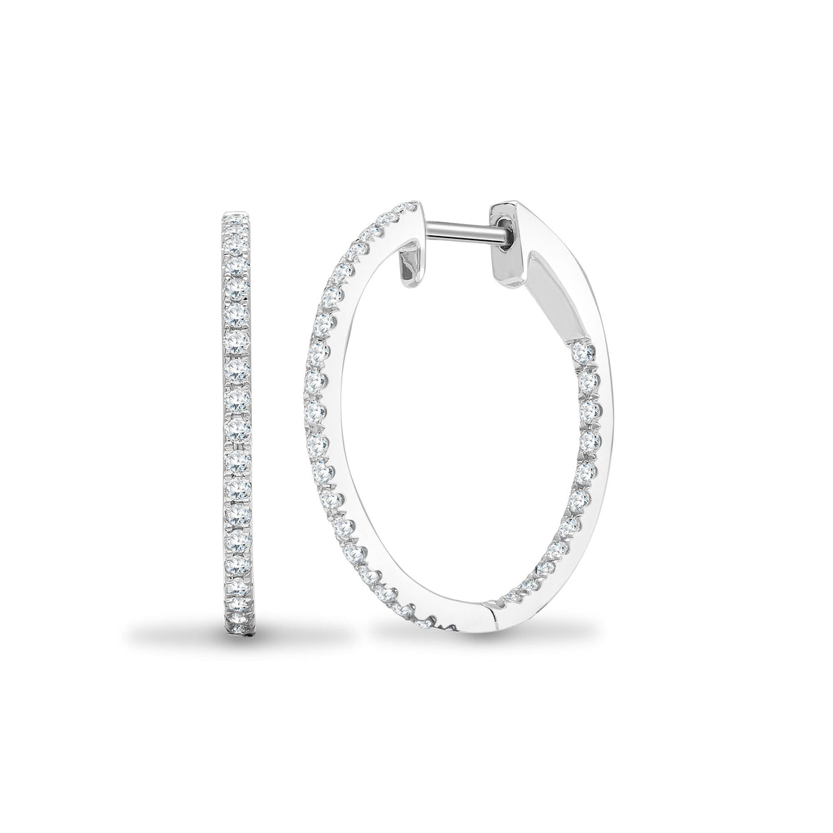 18ct White 0.64ct Diamond Claw Full Set Hoop Earrings