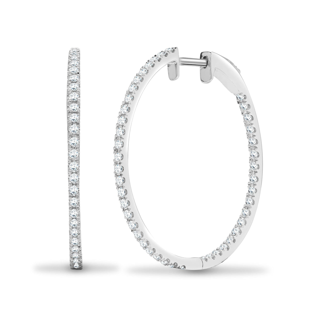 18ct White 0.90ct Diamond Claw Full Set Hoop Earrings