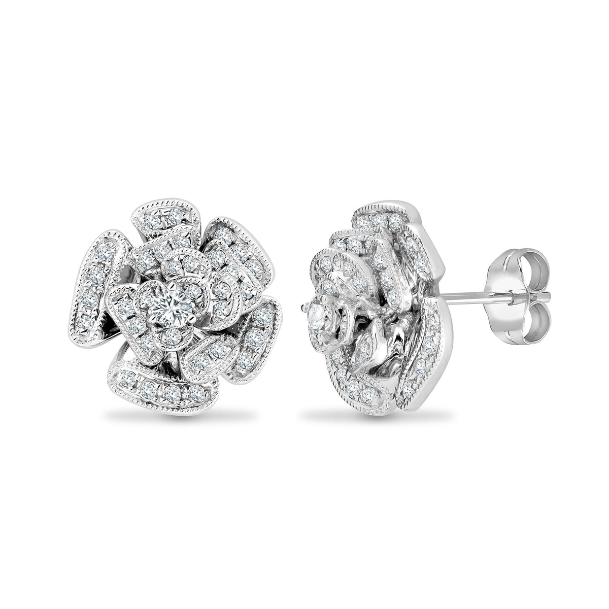 0.38ct Rose Diamond Earrings White Gold