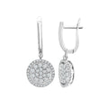 Round Cluster Diamond Drop Earrings White Gold
