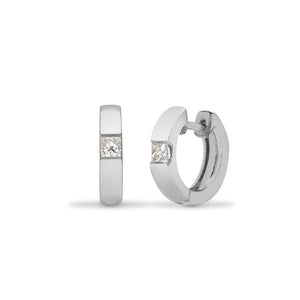 Solitaire Diamond Hoops 18ct White Gold Diamond Earrings