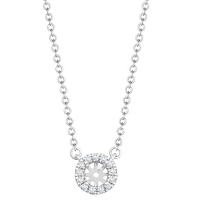 18ct White Gold 0.08ct Diamond Halo Pendant Necklace with 16"-18" Chain Extender
