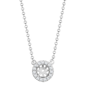 18ct White Gold 0.12ct Diamond Halo Pendant Necklace with 16"-18" Chain Extender