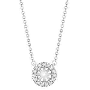 18ct White Gold 0.15ct Diamond Halo Pendant Necklace with 16"-18" Chain Extender