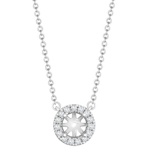 18ct White Gold 0.15ct Diamond Halo Pendant Necklace with 16"-18" Chain Extender