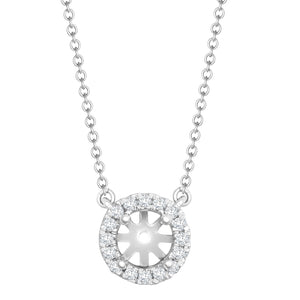 18ct White Gold Diamond Halo Pendant Necklace with 16"-18" Chain Extender