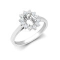  Anello ovale con alone di diamanti incastonati a griffe in oro bianco 18 carati da 0,35 carati - Misura 7x5 mm