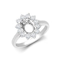  Anello ovale con alone di diamanti incastonati a griffe in oro bianco 18 carati da 0,35 carati - Dimensioni 8x6 mm