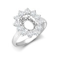  Anello ovale con alone di diamanti incastonati a griffe in oro bianco 18 carati da 0,35 carati - Dimensioni 9x7 mm