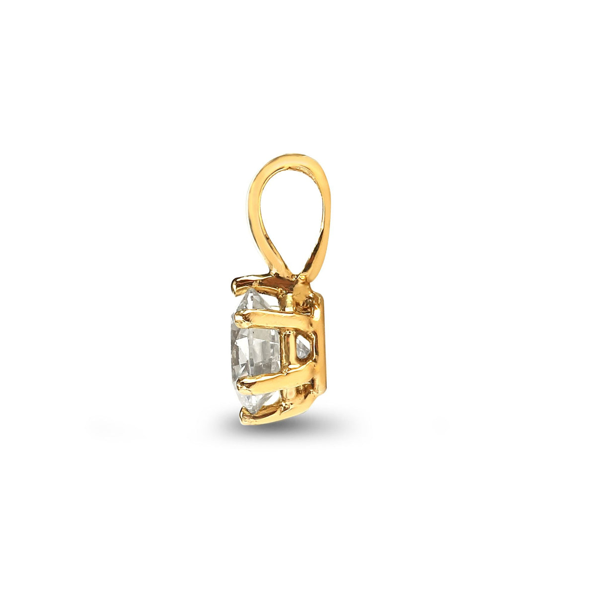 Pendentif solitaire en or jaune 18 carats, diamant 10 points serti 6 griffes