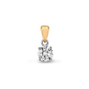 18ct Yellow Gold 75pt 4 Claw Diamond Solitaire Pendant