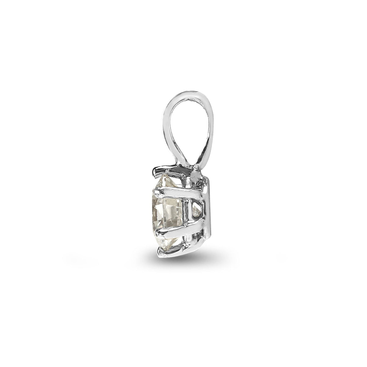 Pendentif solitaire en or blanc 18 carats avec diamant serti griffes de 0,10 carat
