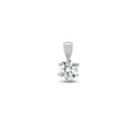 Pendentif solitaire en or blanc 18 carats avec diamant de 0,20 carat serti 6 griffes
