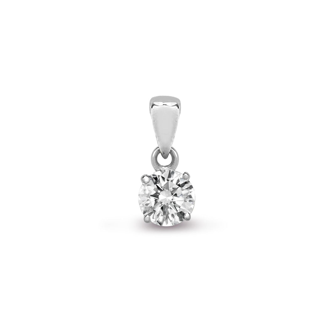 Solitäranhänger aus 18-karätigem Weißgold mit 0,75 ct Diamanten in 4-Krappen-Fassung.