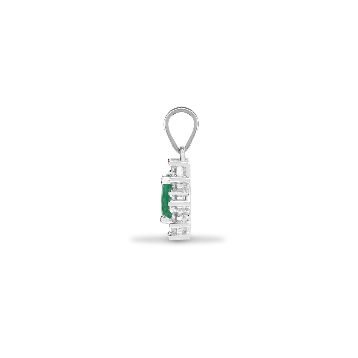 Pendentif en or blanc 18 carats, diamants et émeraudes