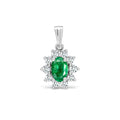 Anhänger aus 18-karätigem Weißgold mit Diamanten und Smaragden