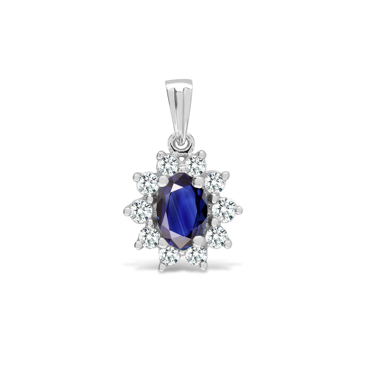 Pendentif en or blanc 18 carats, diamants et saphirs