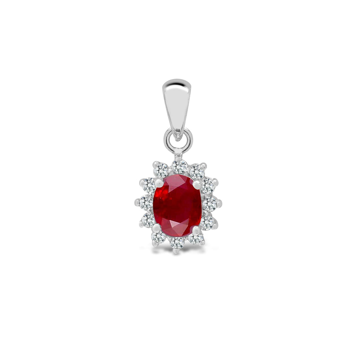 Pendentif en or blanc 18 carats, diamants et rubis