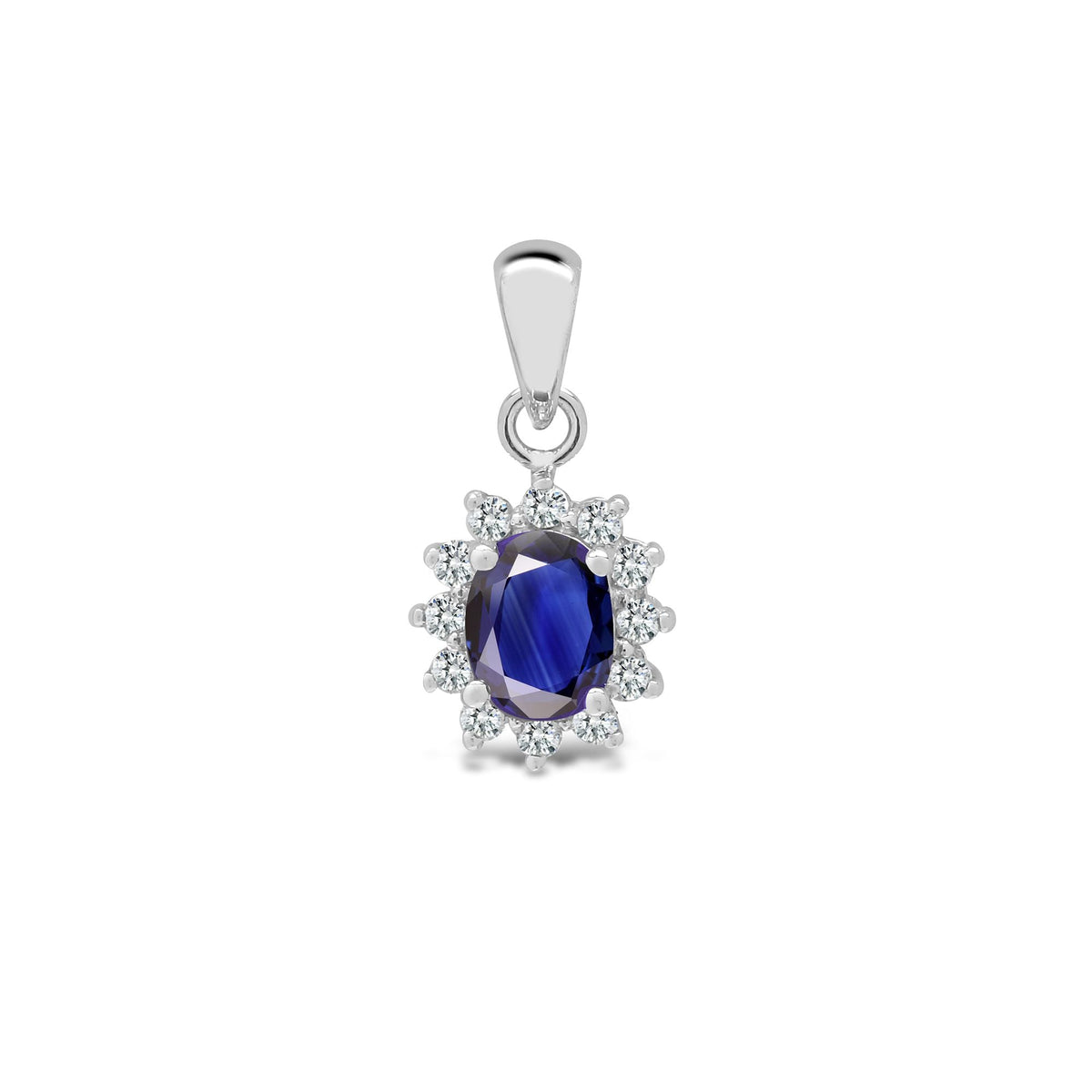 Pendentif en or blanc 18 carats, diamants et saphirs