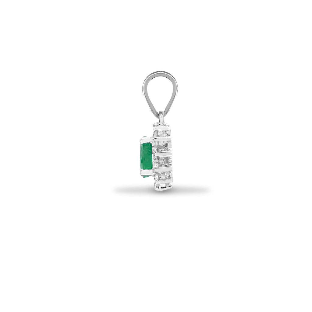 Pendentif en or blanc 18 carats, diamants et émeraudes