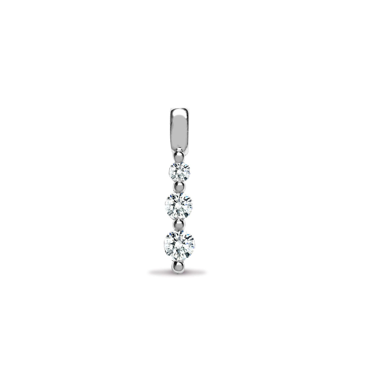 Pendentif trilogie en or blanc 18 carats et diamants