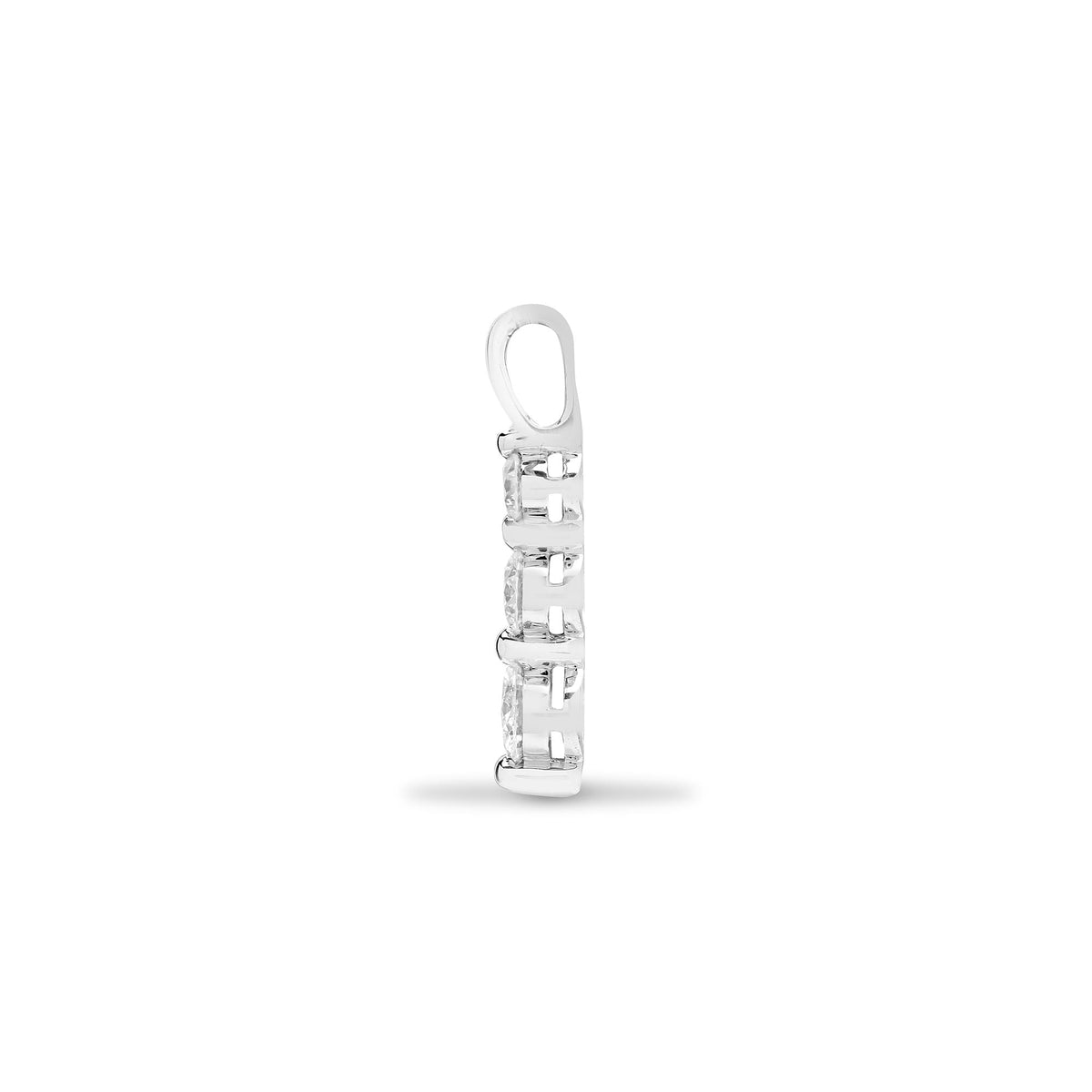 Pendentif trilogie en or blanc 18 carats et diamants
