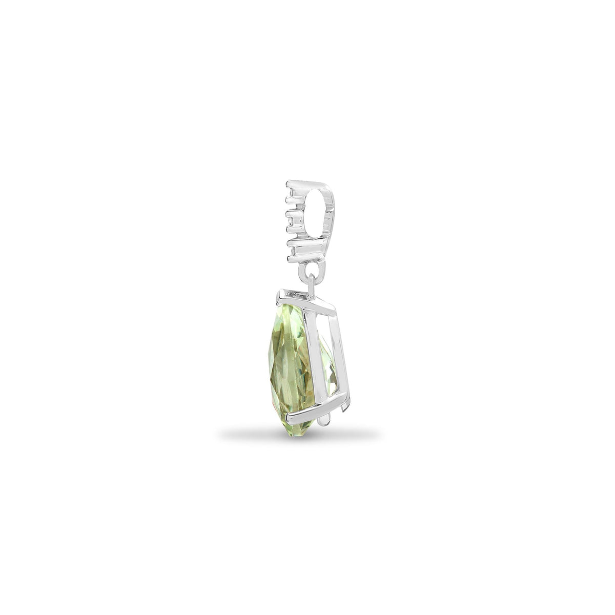 Pendentif en or blanc 18 carats, diamants et améthyste verte