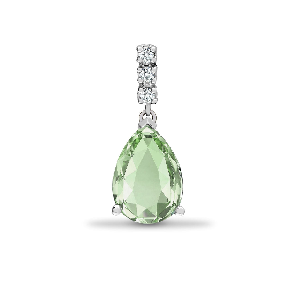 Pendentif en or blanc 18 carats, diamants et améthyste verte