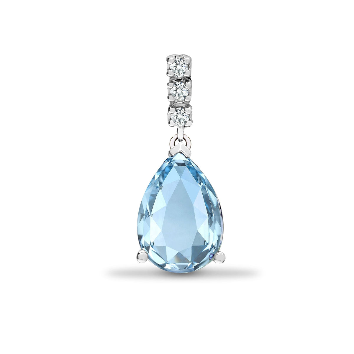 Pendentif en or blanc 18 carats, diamants et topaze bleue