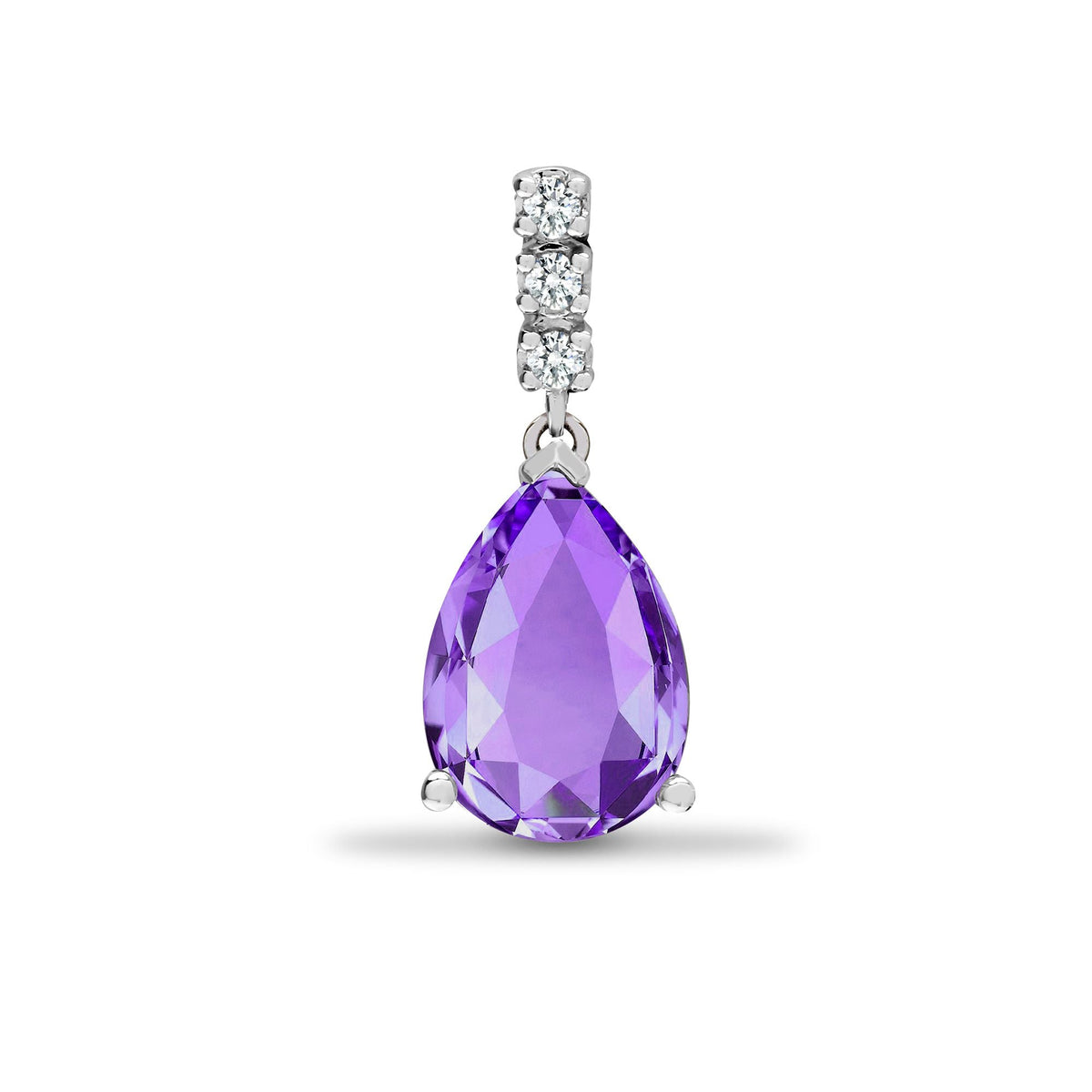 Pendentif en or blanc 18 carats, diamants et améthystes