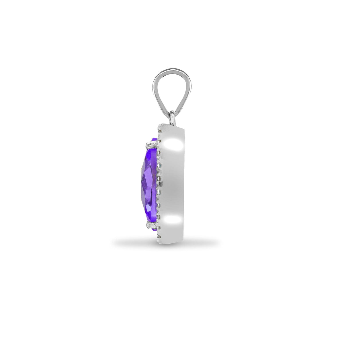 Pendentif en or blanc 18 carats, diamants et améthystes