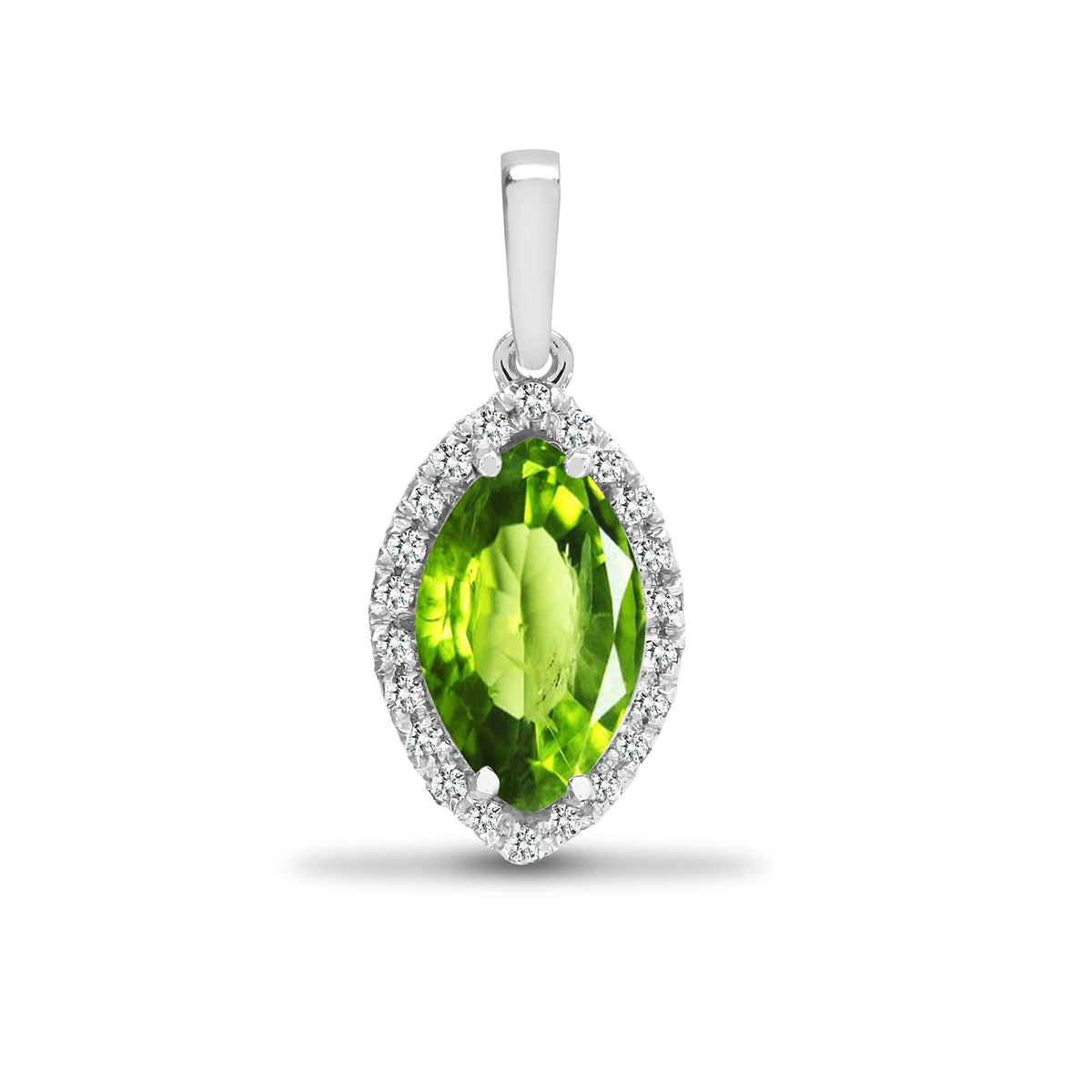 Pendentif en or blanc 18 carats, diamants et péridot