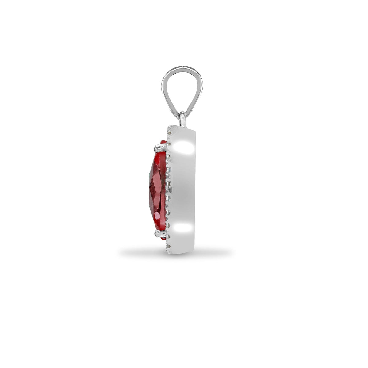 Pendentif en or blanc 18 carats, diamants et grenats